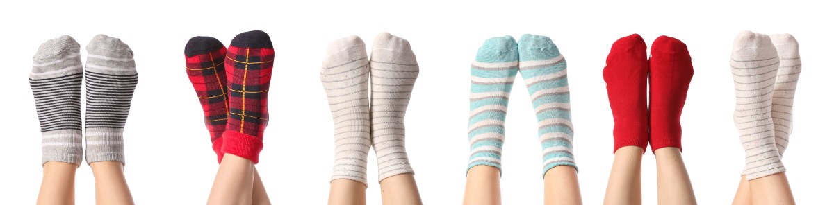 Socks on feet help with diabetic foot care through keeping feet warm and protected